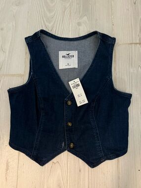Hollister Indigo Denim Button Vest